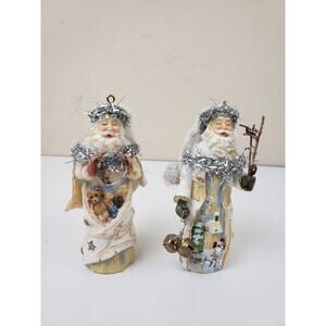 Roman Inc Woodland Santa Statue Figurine Birch Carved Rustic Christmas Ornaments